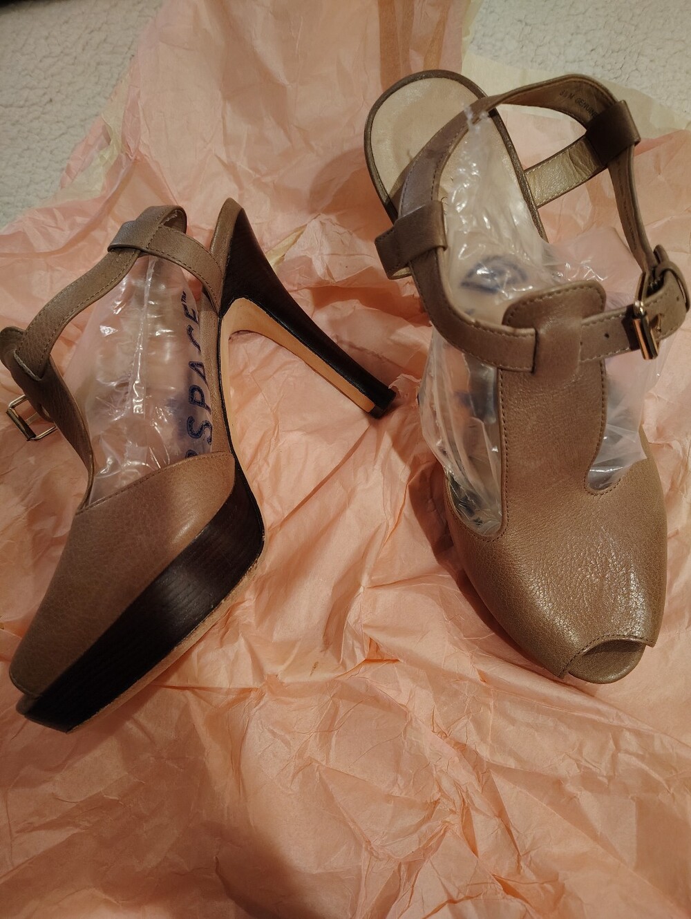 Talbots Tan Peep Toe Heels size 6.5M